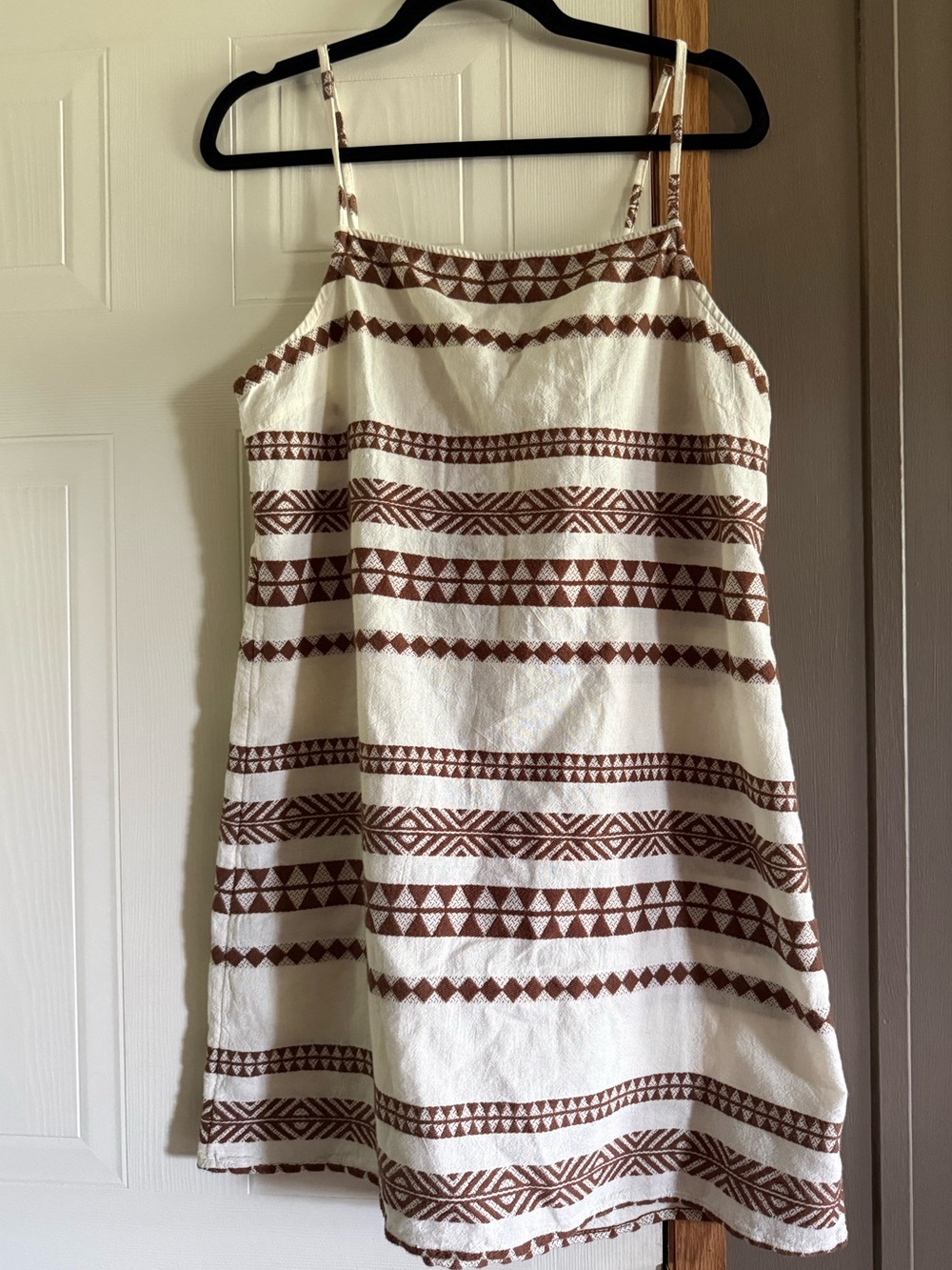 aerie Cream & Brown Striped Sleeveless Beach Dress